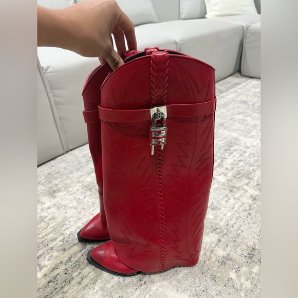Givenchy Red Heeled Boots - Picture 2 of 6
